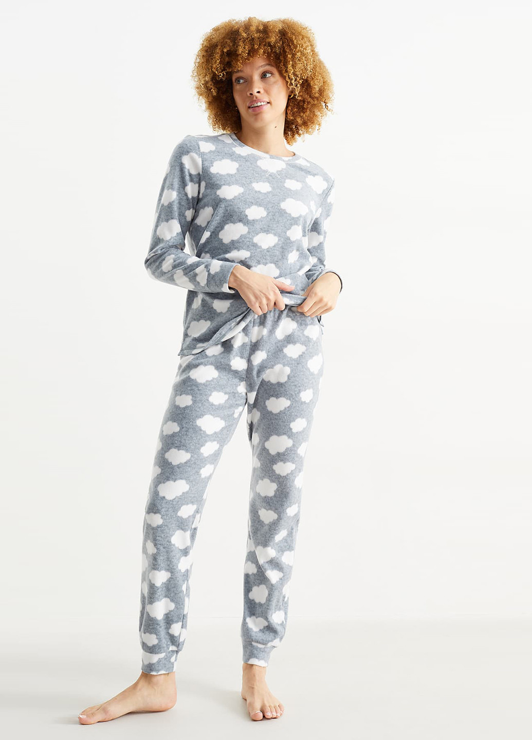 Серо-голубая всесезон пижама (лонгслив, брюки) лонгслив + брюки C&A