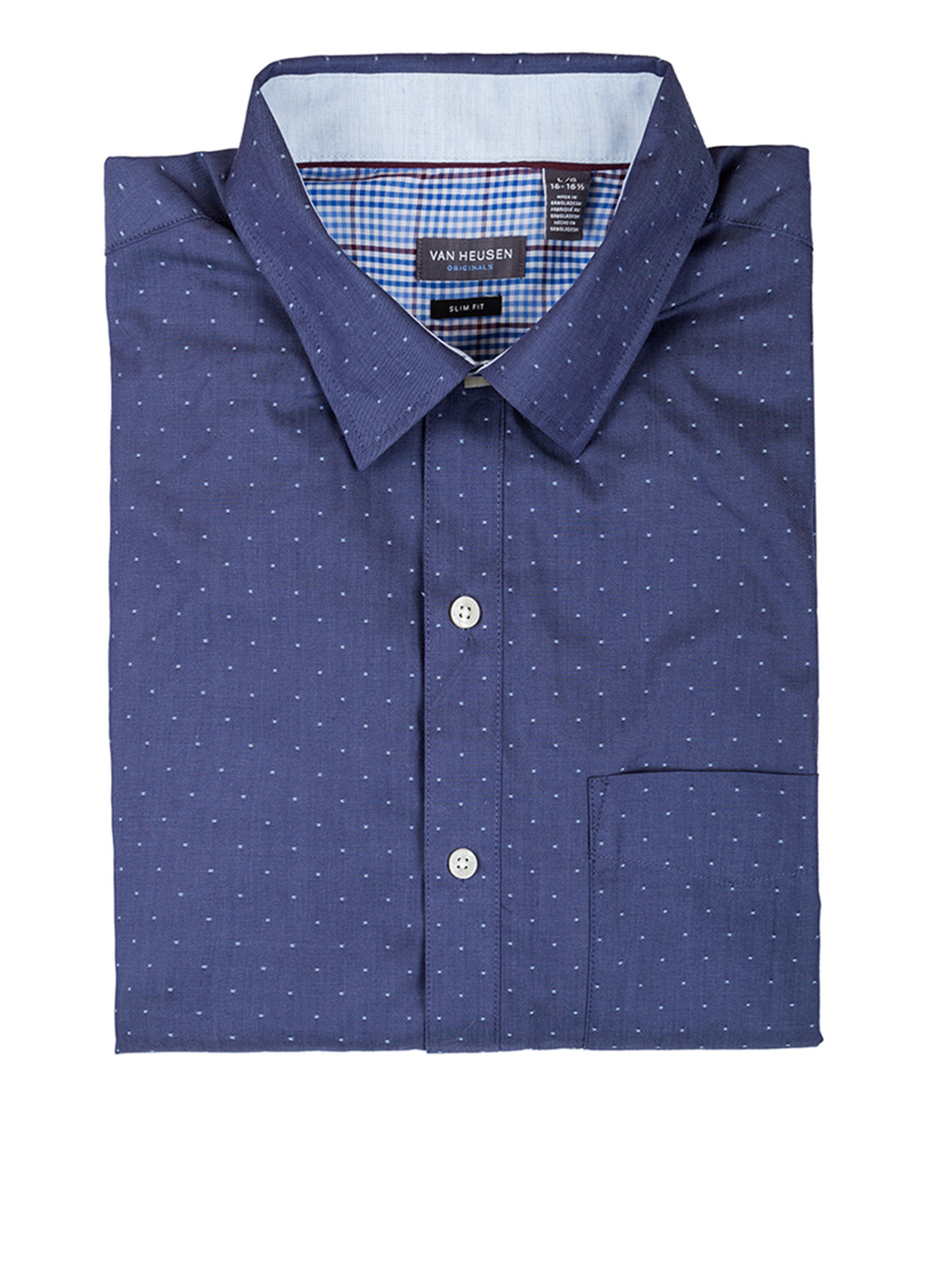 Темно-синяя кэжуал рубашка в горошек Van Heusen с длинным рукавом