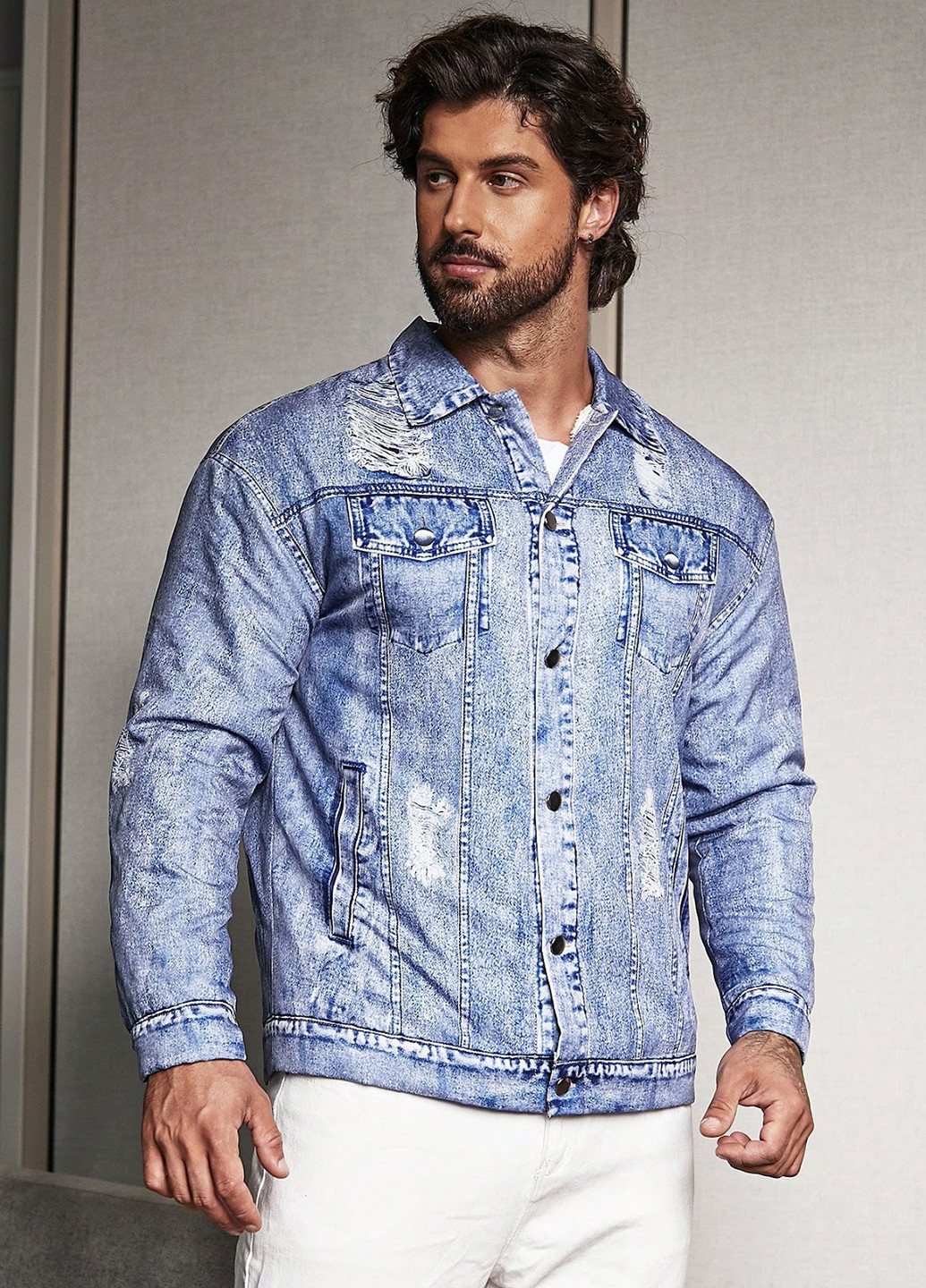 Голубая демисезонная куртка SHEIN