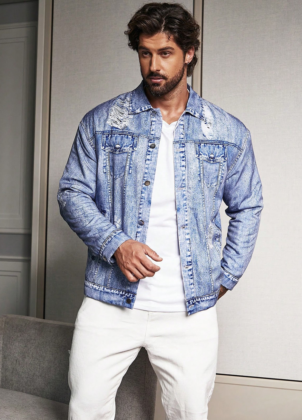 Голубая демисезонная куртка SHEIN