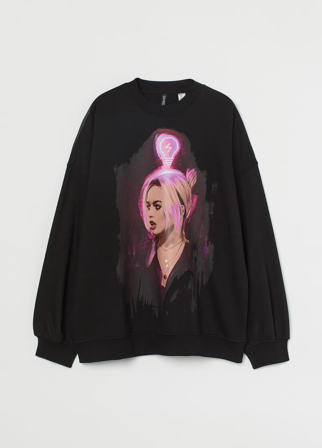 Черный свитшот H&M рисунок без декора (341894707)