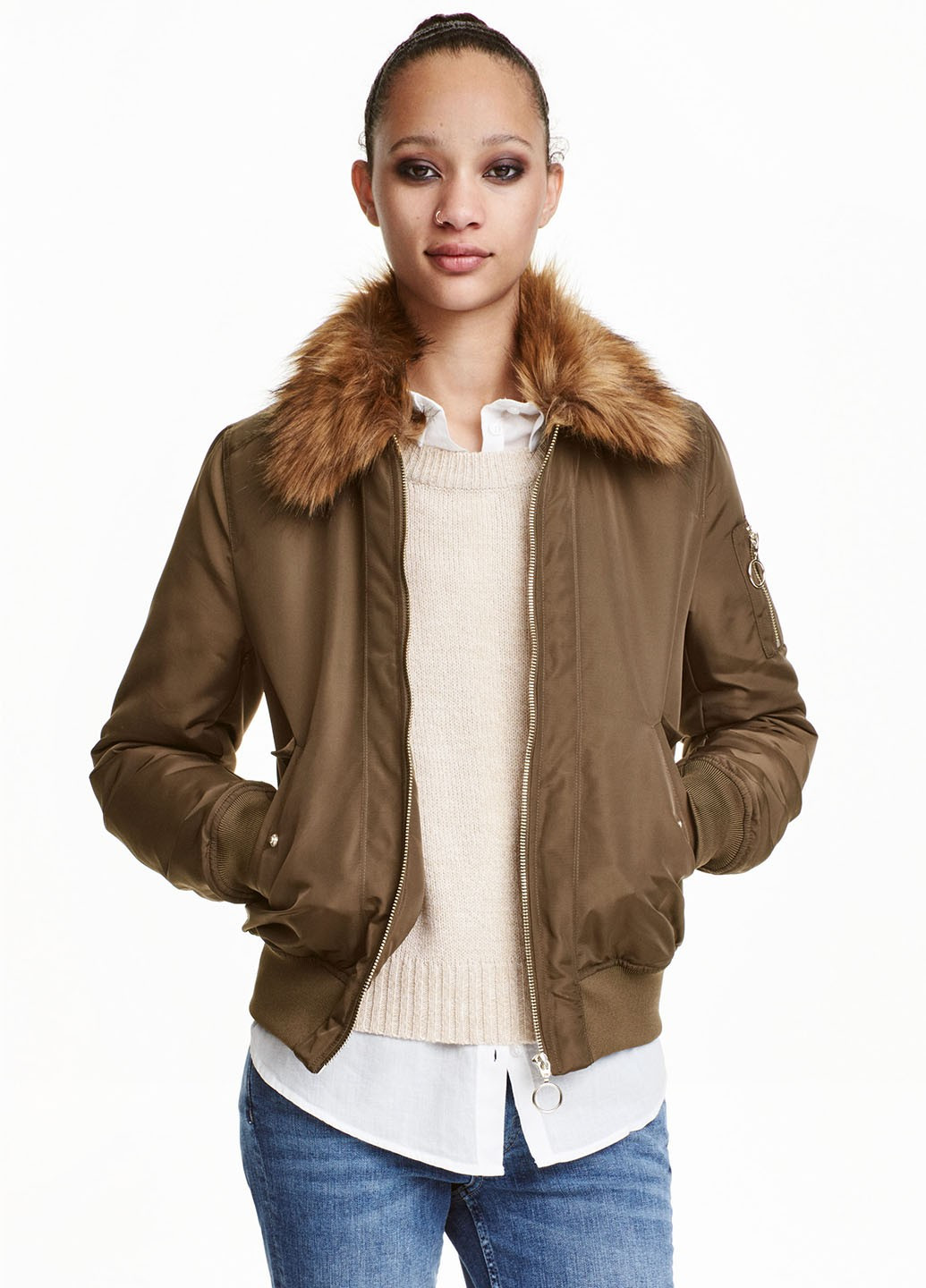 Оливковая (хаки) демисезонная куртка H&M