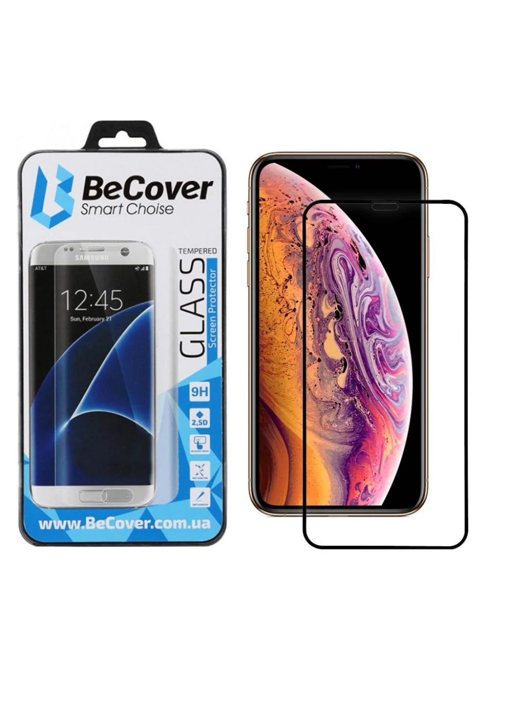 Скло захисне Apple iPhone X/XS Black (702622) BeCover (252370513)