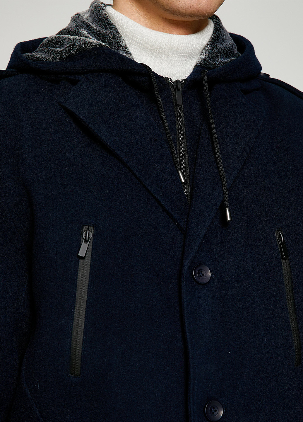 Серо-синее демисезонное Пальто однобортное KOTON