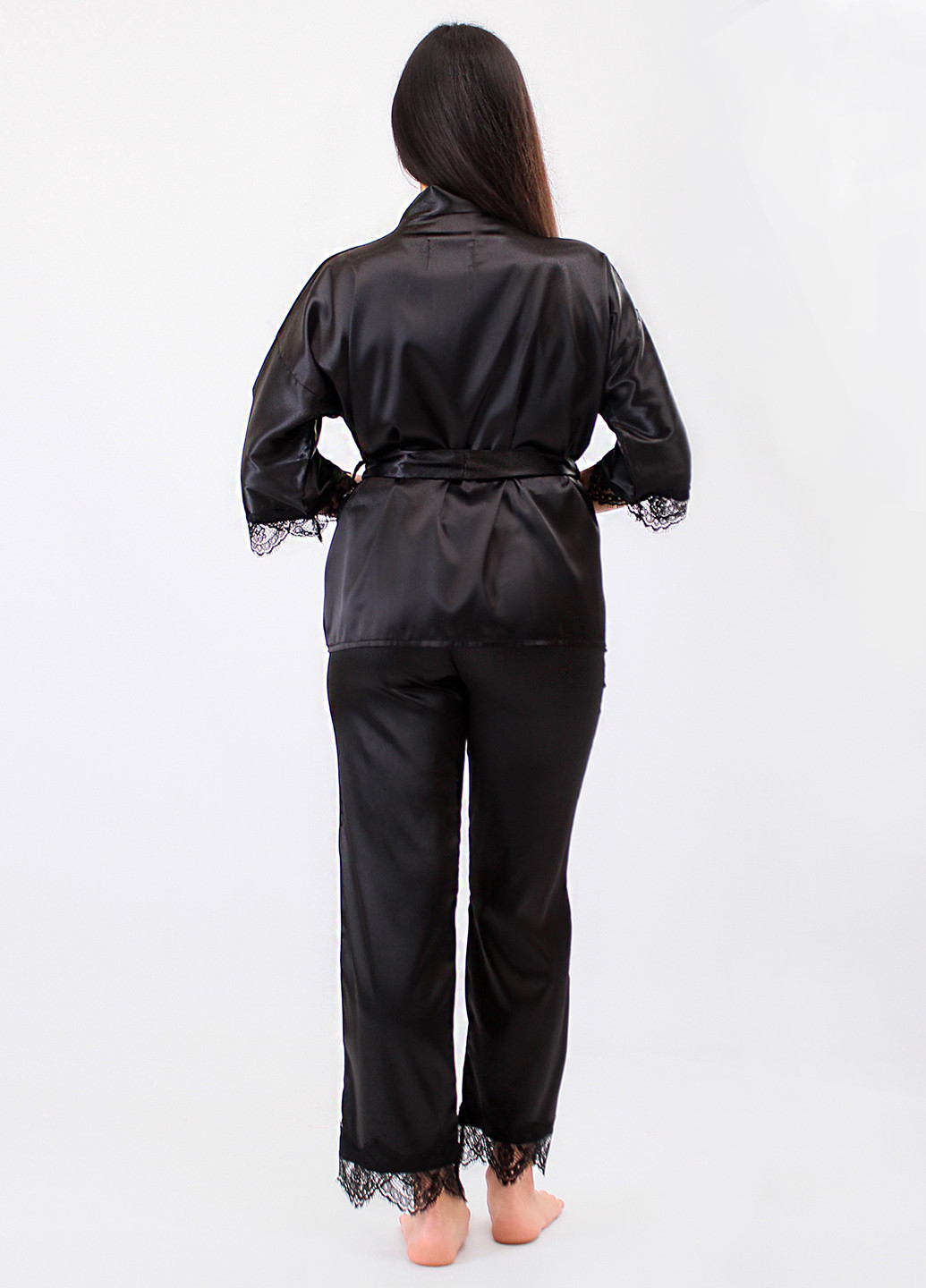 Чорний демісезонний комплект (блуза, штани) Ghazel