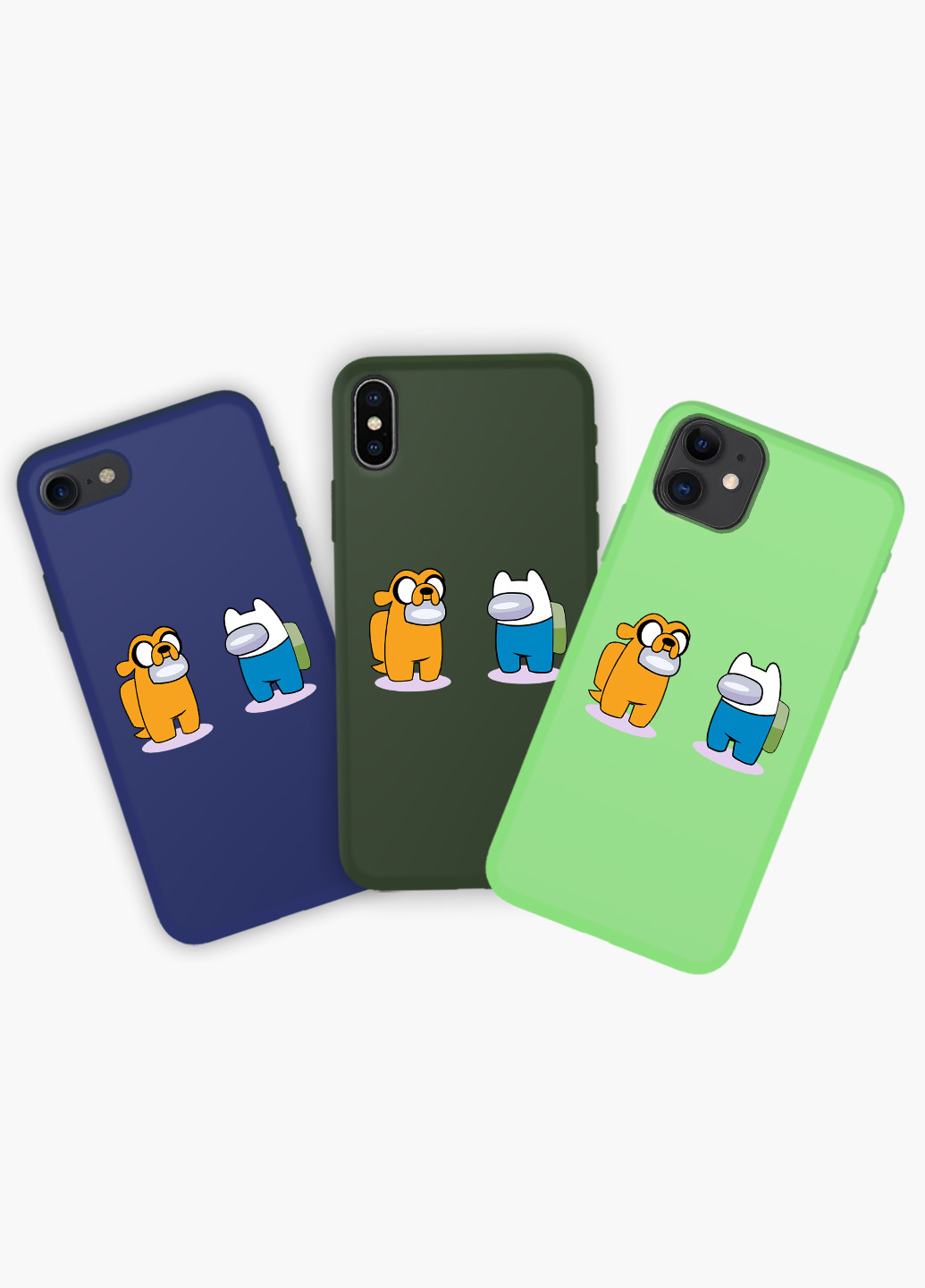 Чехол силиконовый Apple Iphone X Амонг Ас Время приключений Фин и Джейк (Among Us Adventure Time Finn & Jake) (6129-2414) MobiPrint (219566302)