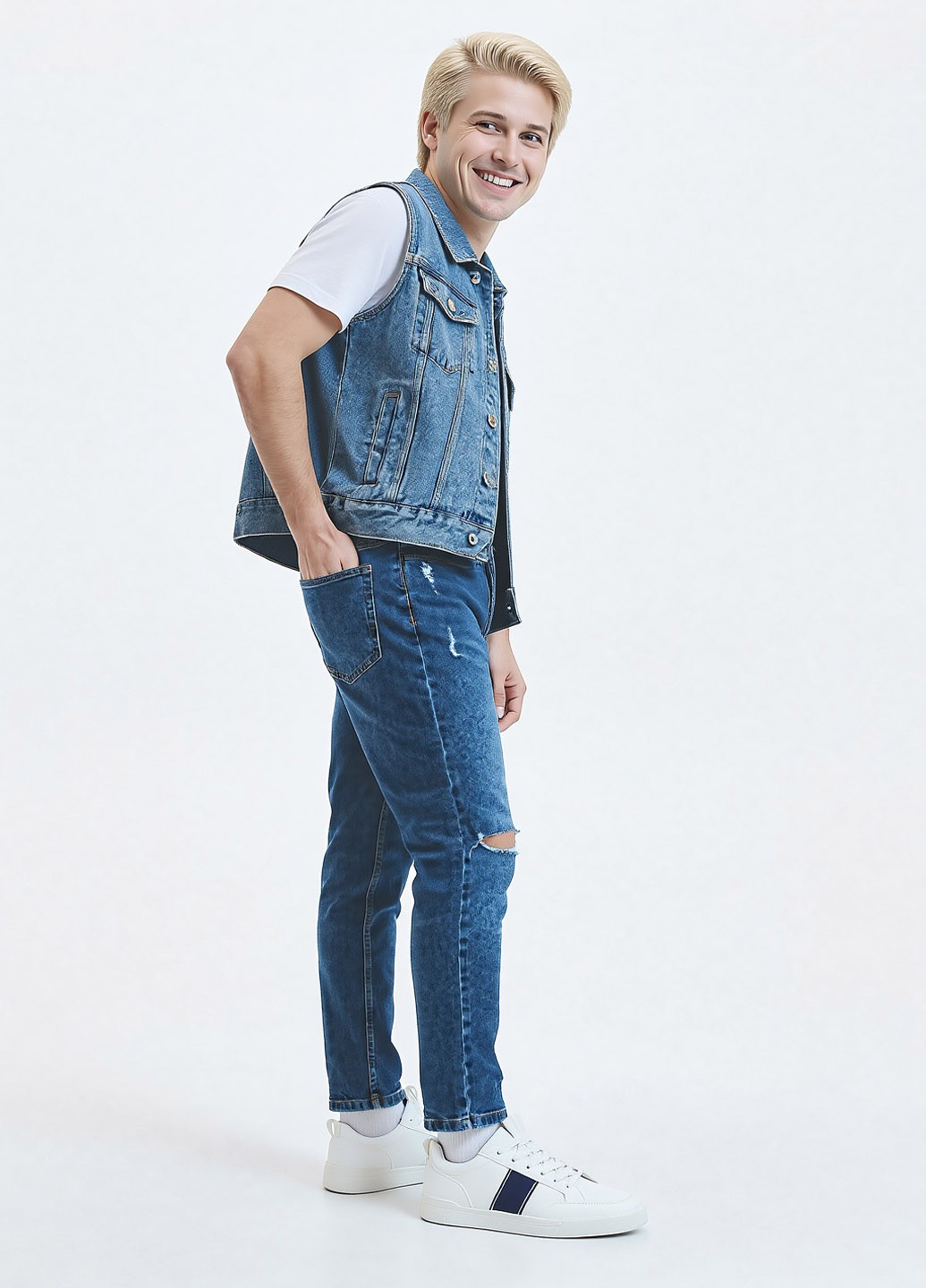 Синие демисезонные слим, каррот фит джинсы Reserved