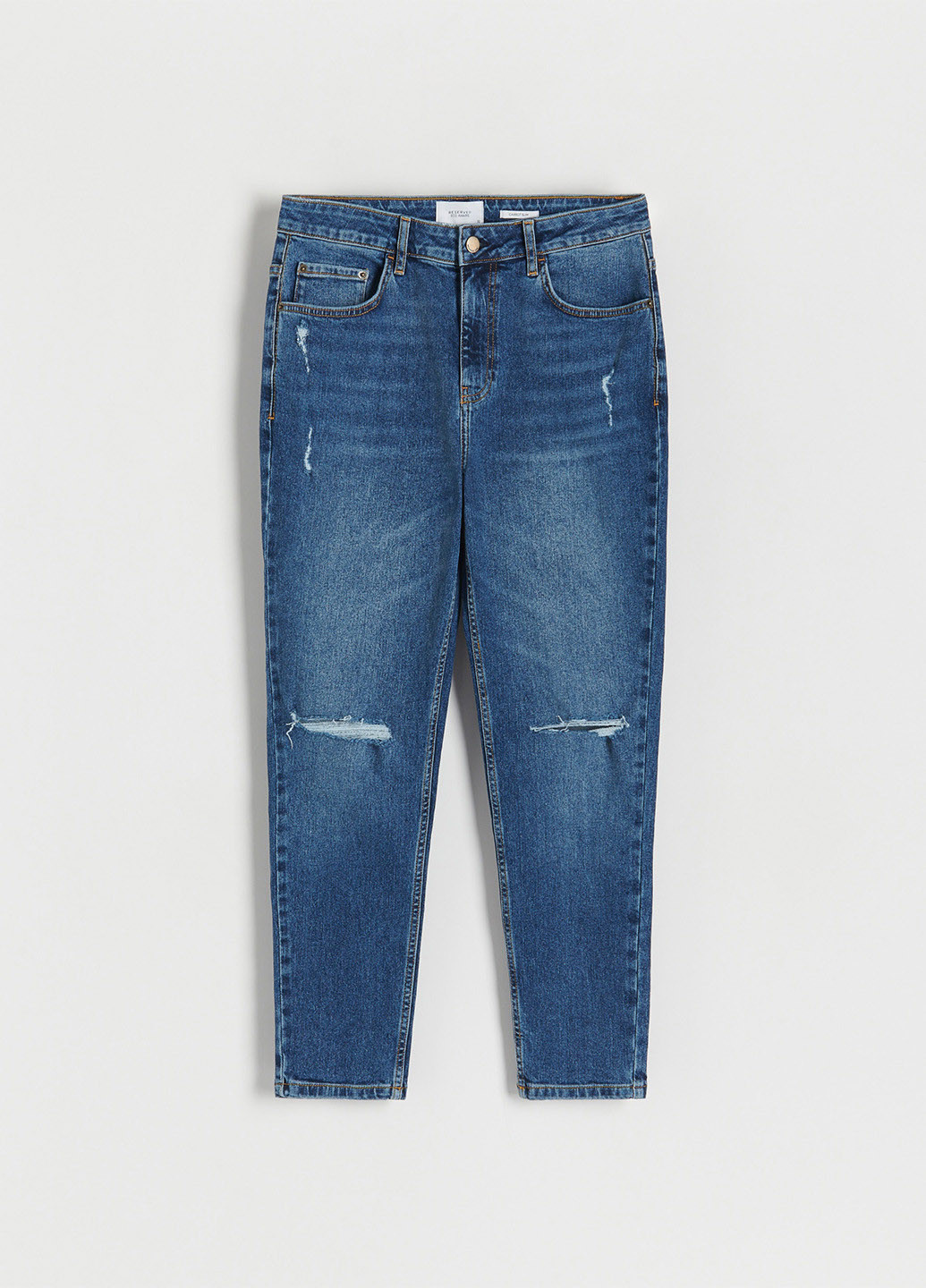 Синие демисезонные слим, каррот фит джинсы Reserved