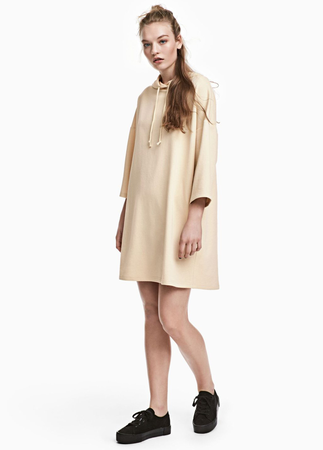 Светло-бежевое кэжуал платье оверсайз H&M однотонное