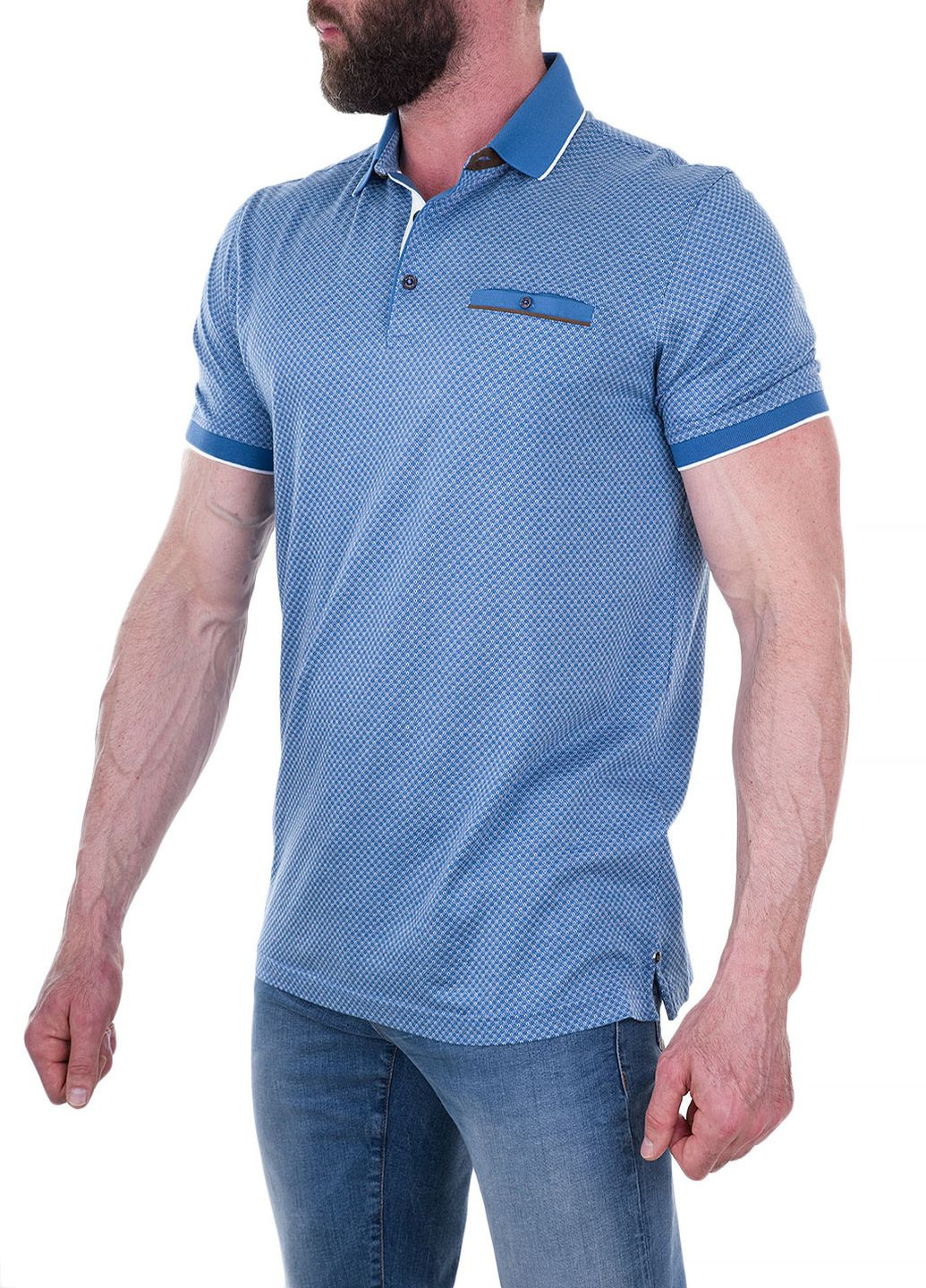 Голубой футболка-поло для мужчин Bugatti однотонная