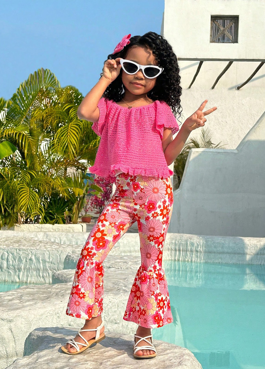 Комбінований літній костюм (блуза, штани) SHEIN