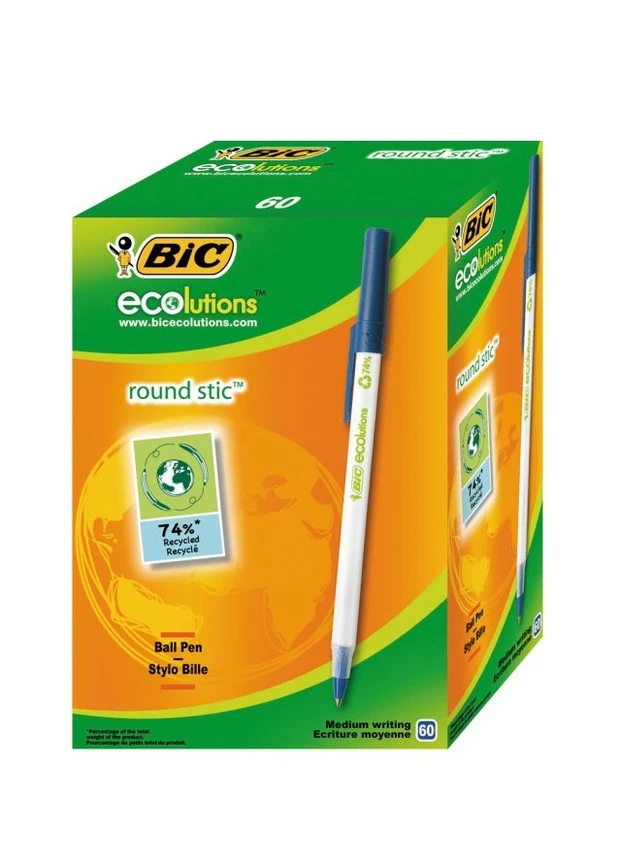 Набір кулькових ручок Round Stic ECOlutions Синій Bic (230823459)