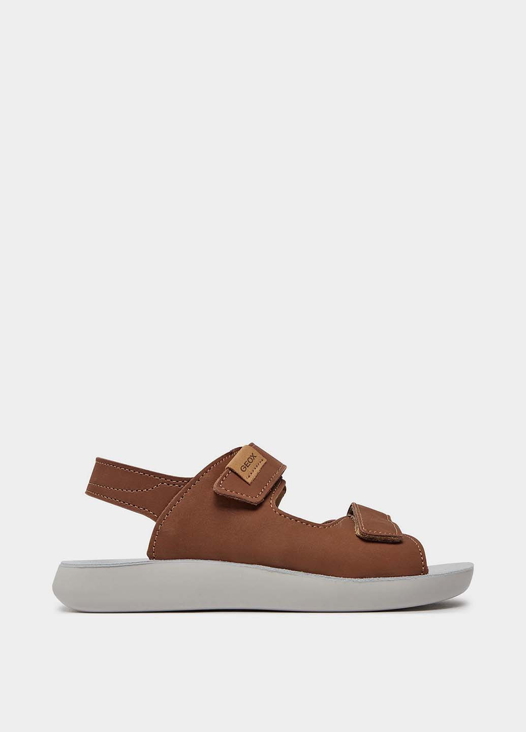 Коричневые кэжуал сандалии Geox на липучке
