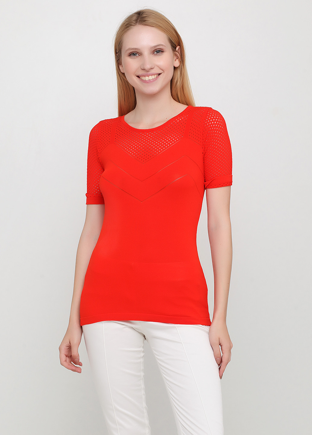 Оранжево-красная демисезонная блуза Sassofono