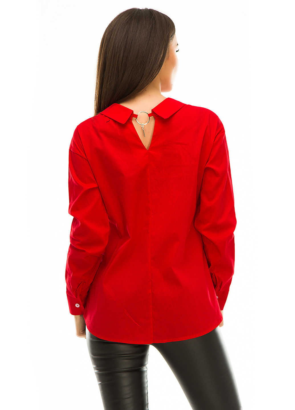 Красная кэжуал рубашка однотонная Marini