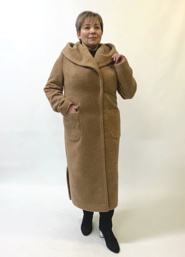 Светло-коричневое демисезонное Пальто шерстяное с капюшоном Mangust