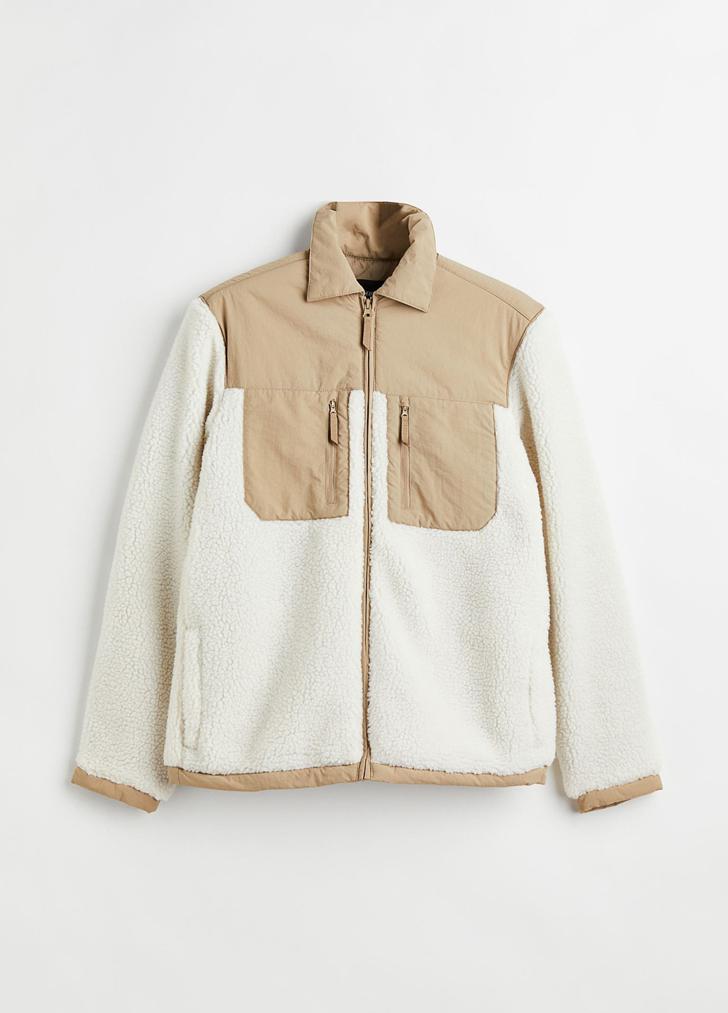 Світло-бежева демісезонна куртка зі штучного меху весняно-осіння H&M