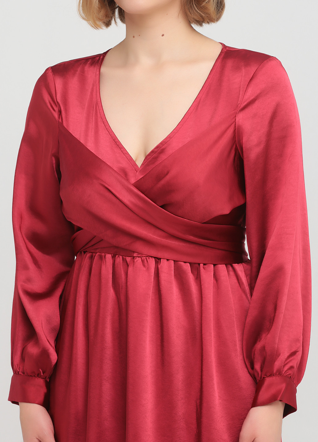 Бордовое кэжуал платье клеш Lost Ink однотонное