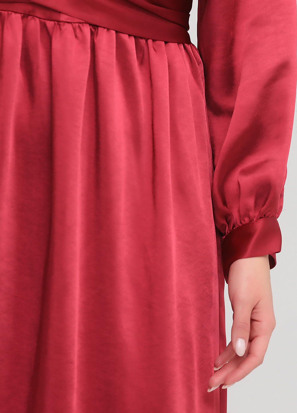 Бордовое кэжуал платье клеш Lost Ink однотонное