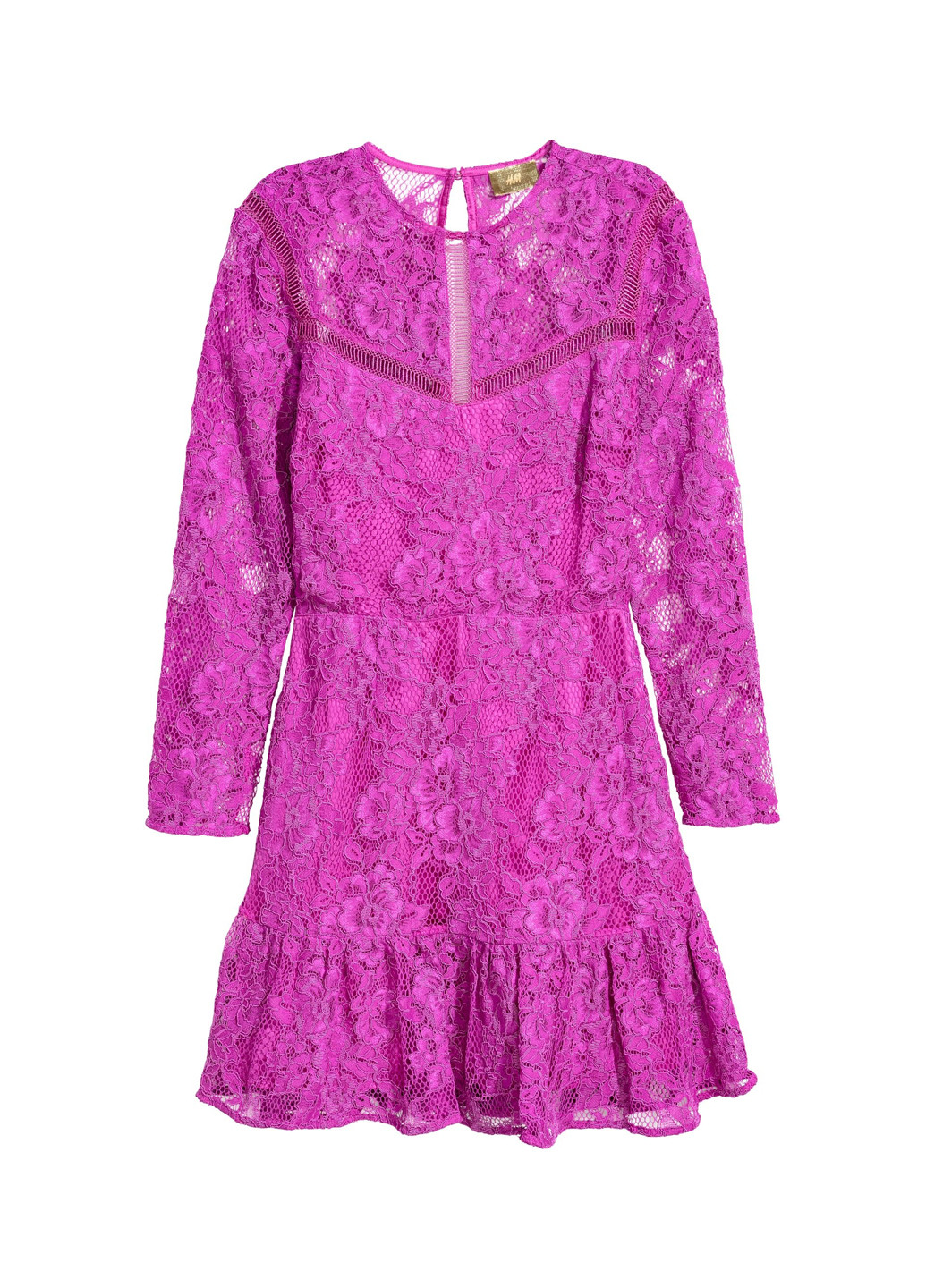 Фуксиновое (цвета Фуксия) кэжуал платье клеш H&M однотонное