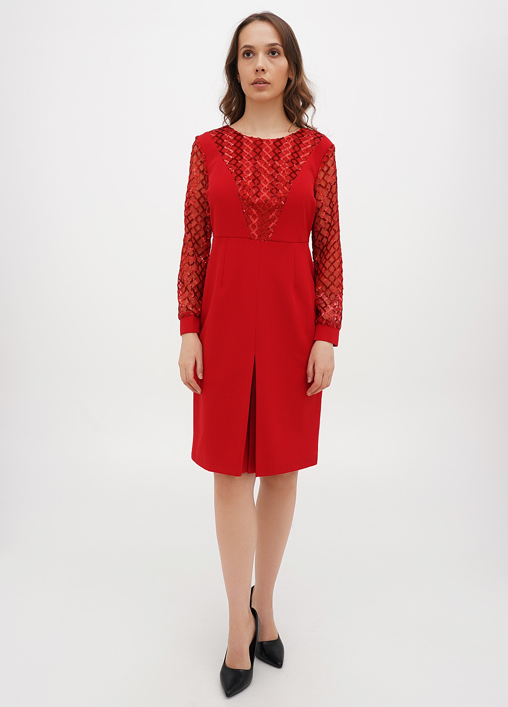 Красное кэжуал платье Sassofono однотонное