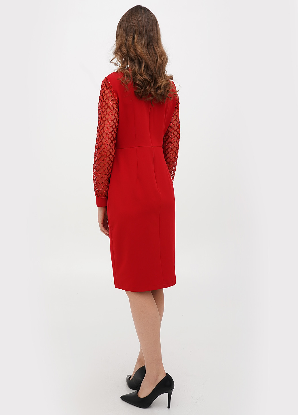 Красное кэжуал платье Sassofono однотонное