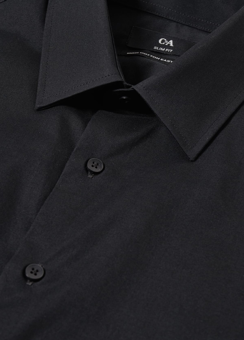 Черная кэжуал рубашка однотонная C&A