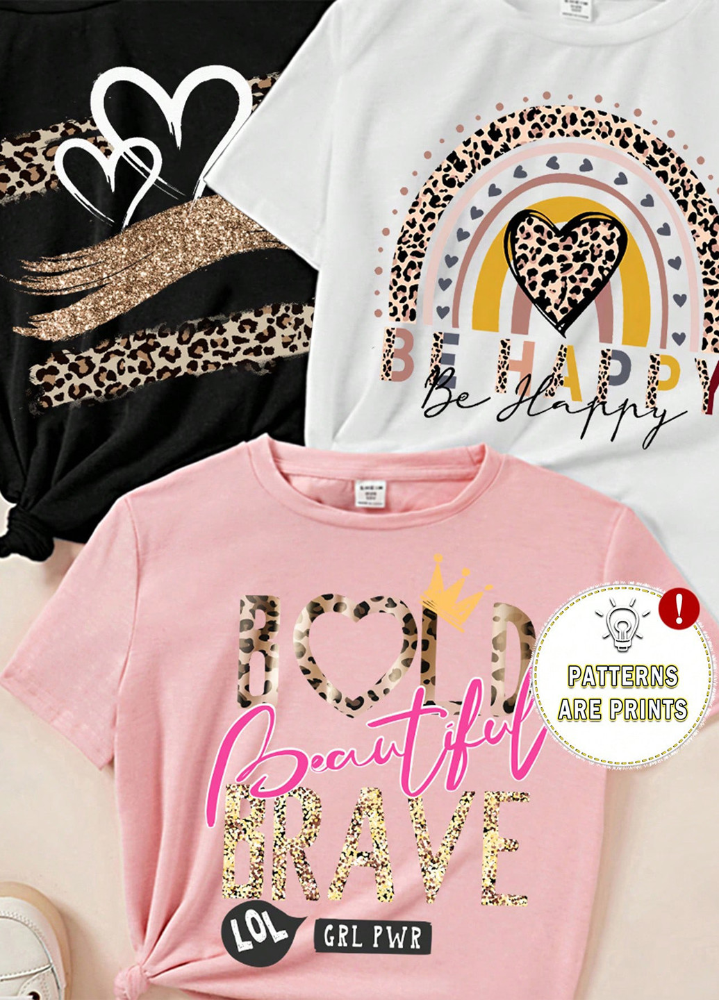 Комбинированная летняя футболка (3 шт.) SHEIN