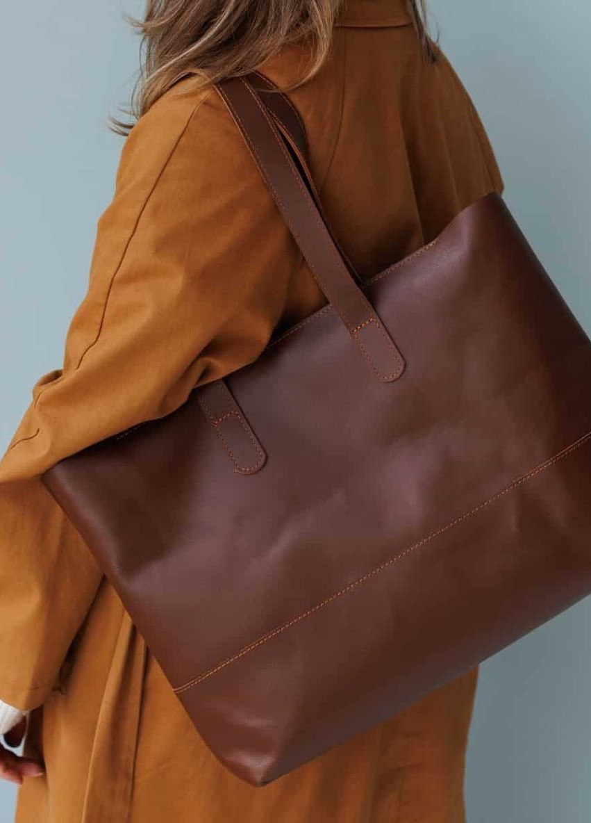 Вместительная женская сумка шоппер коньячного цвета из натуральной полуматовой кожи Boorbon (253342352)