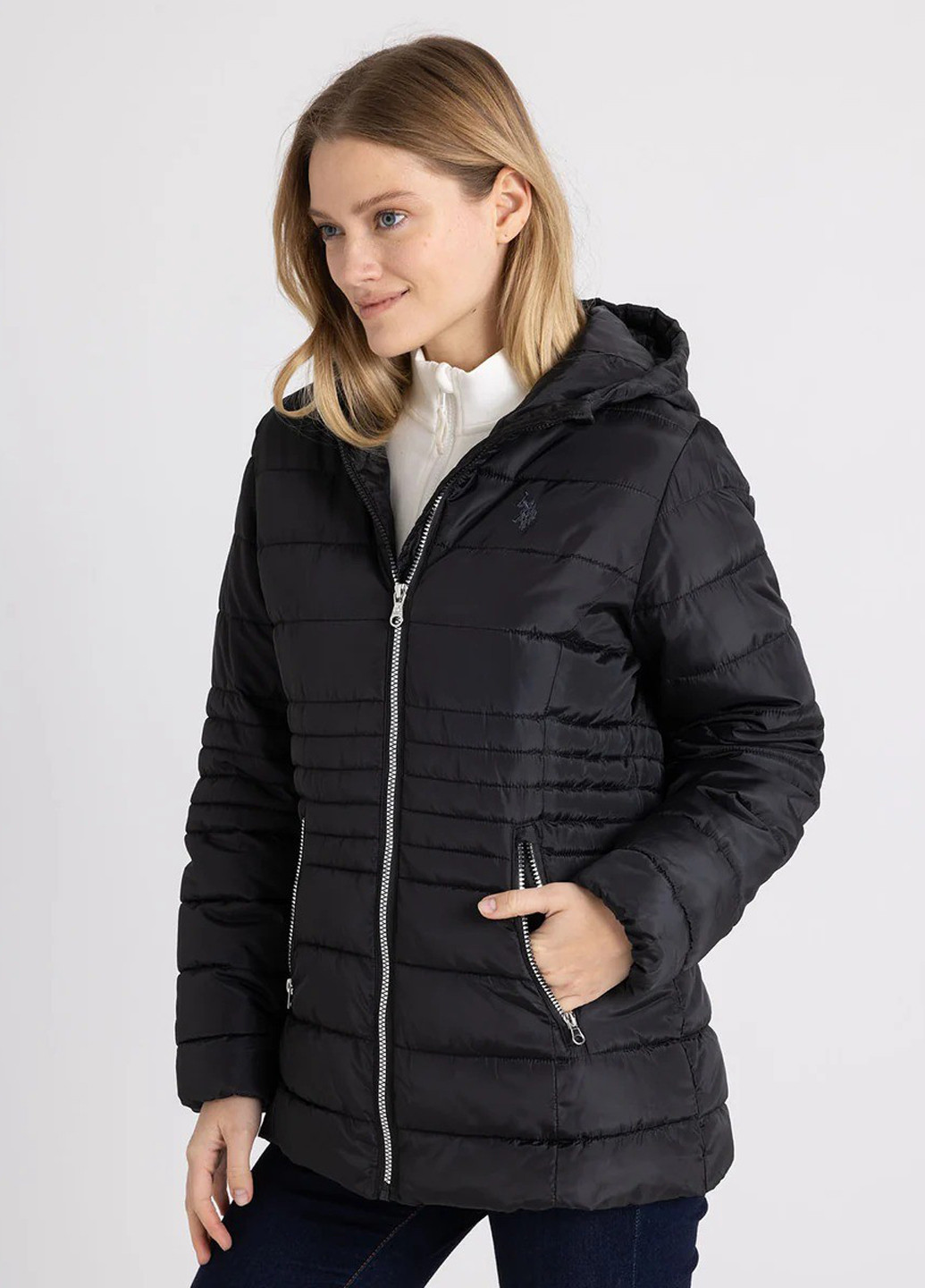 Черная демисезонная куртка U.S. Polo Assn.