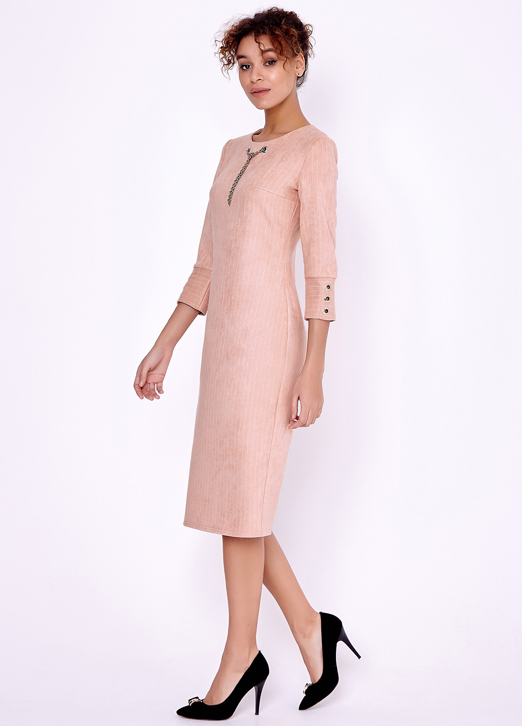 Светло-розовое кэжуал платье футляр ST-Seventeen в полоску