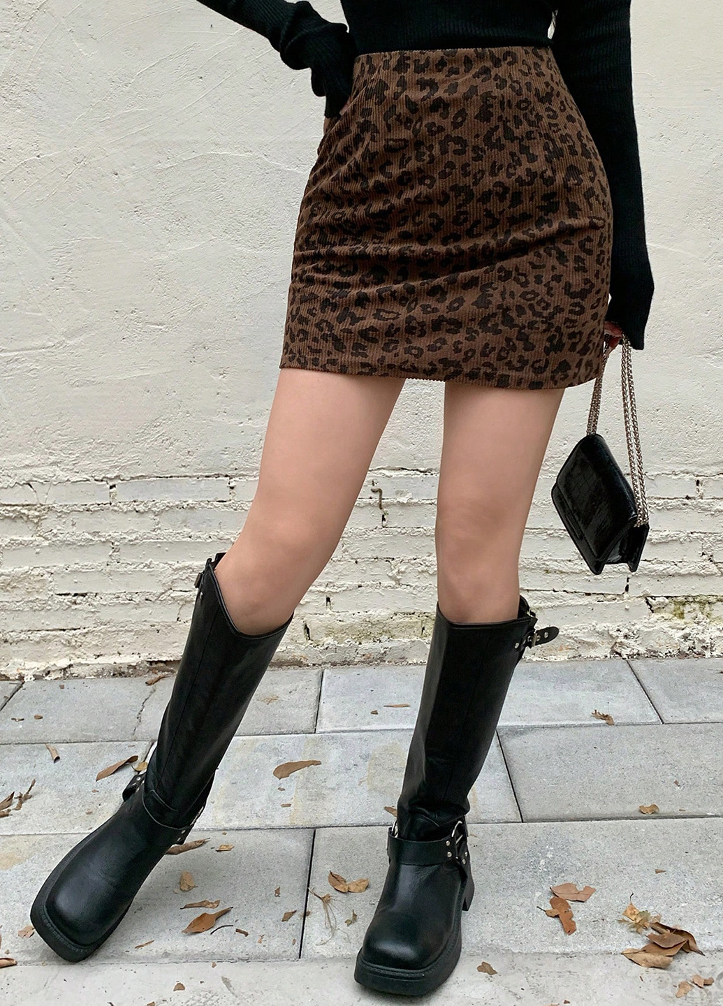 Коричневая кэжуал леопардовая юбка SHEIN