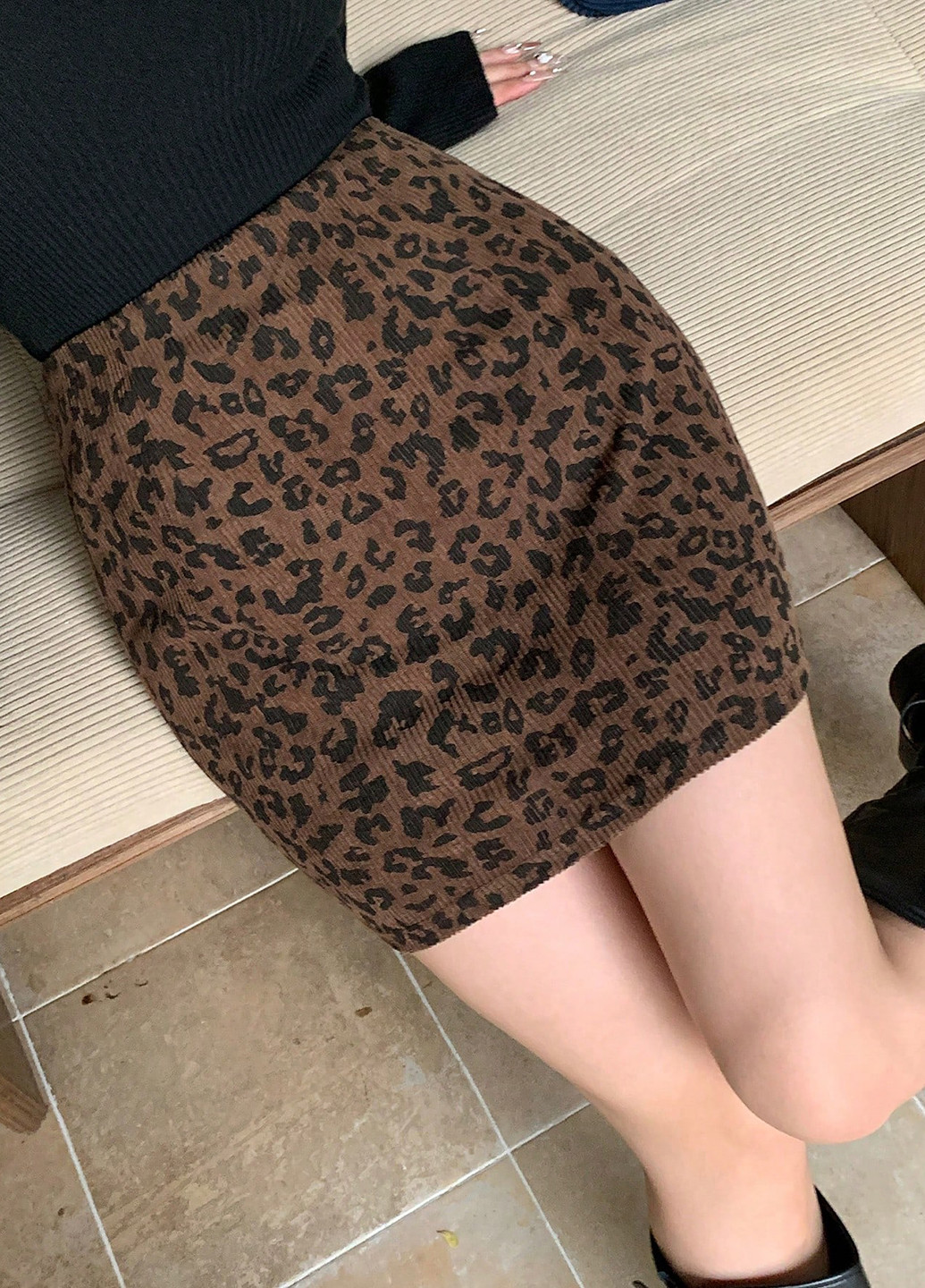 Коричневая кэжуал леопардовая юбка SHEIN