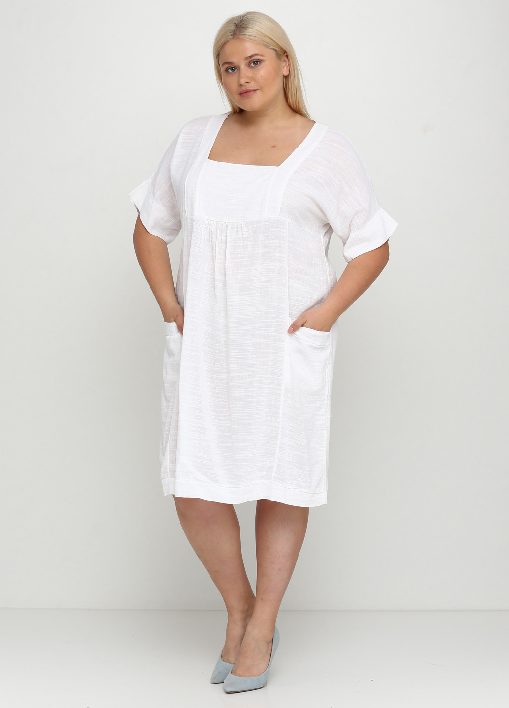 Белое кэжуал платье оверсайз New Collection меланжевое