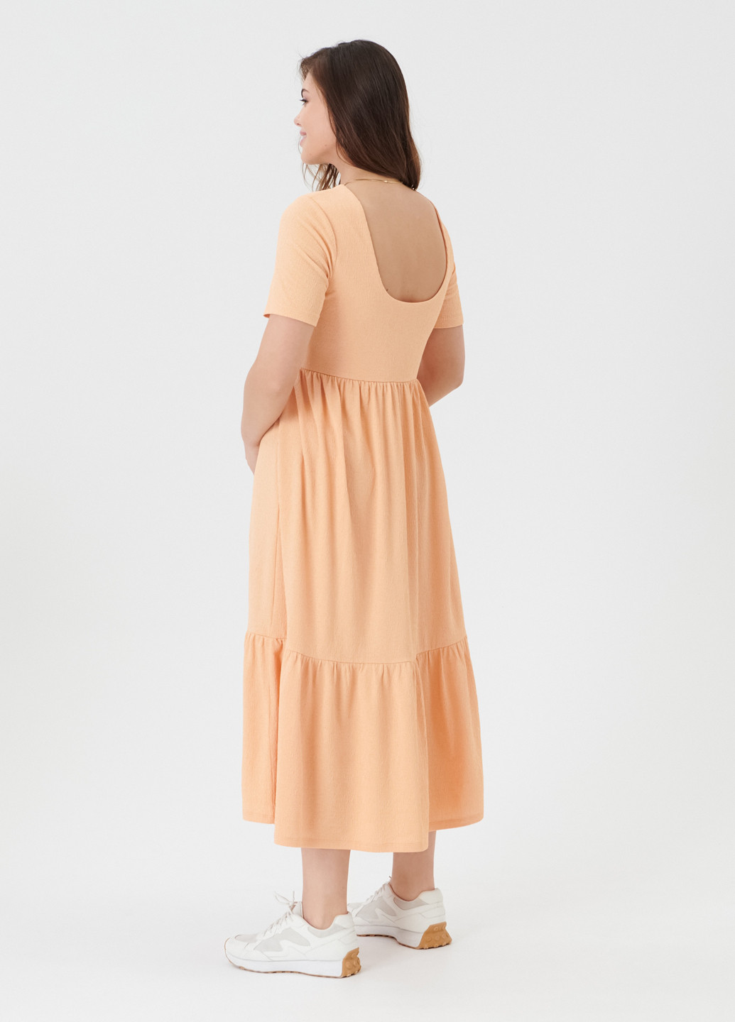 Персиковое кэжуал платье Sinsay однотонное