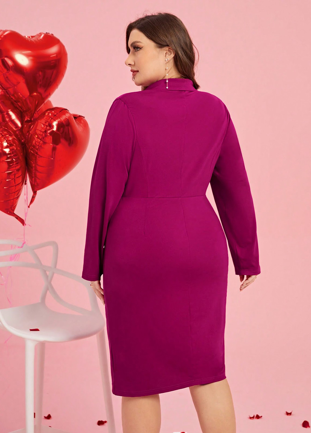 Фуксинова (кольору Фукія) кежуал сукня SHEIN однотонна
