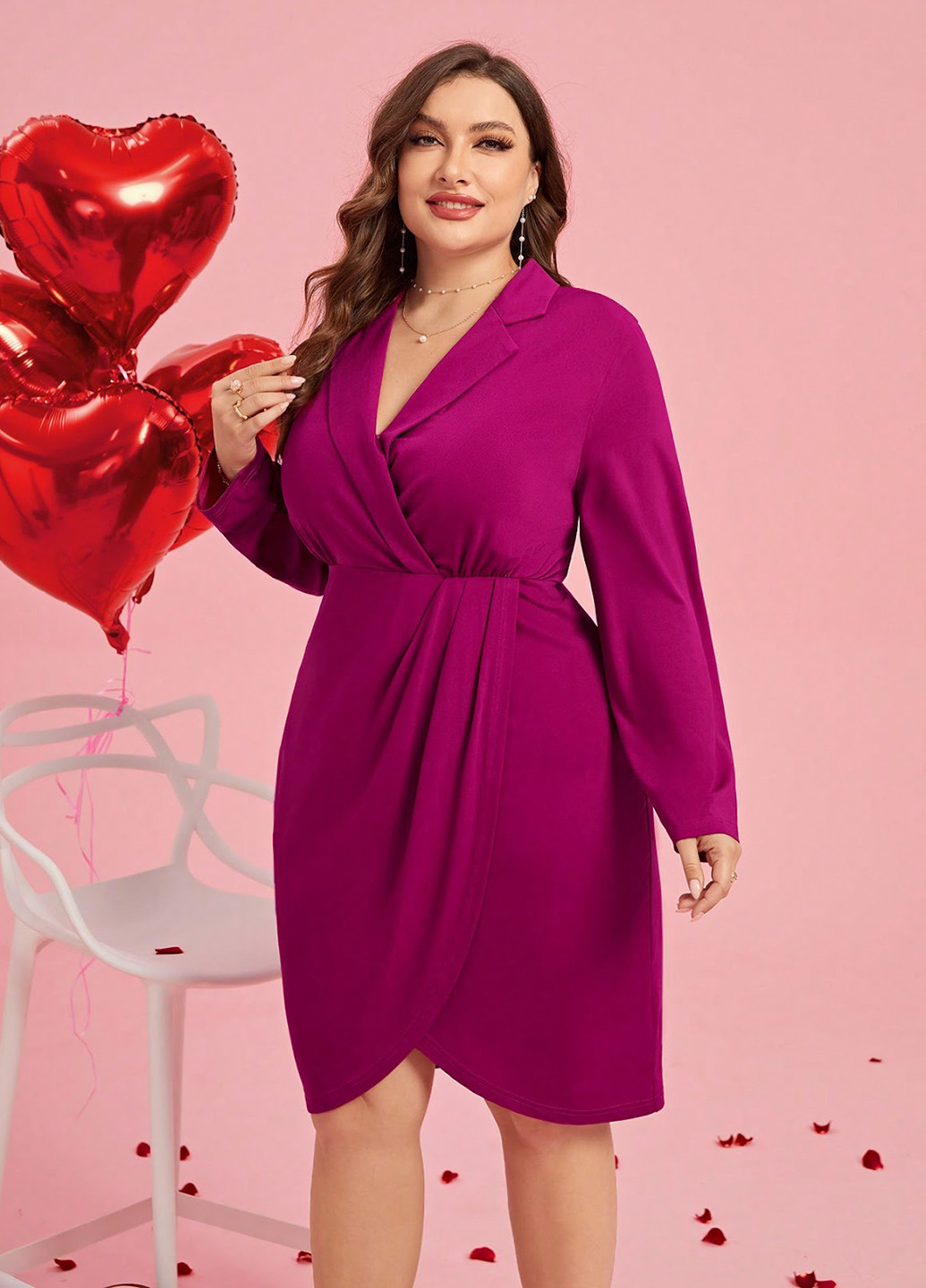 Фуксинова (кольору Фукія) кежуал сукня SHEIN однотонна