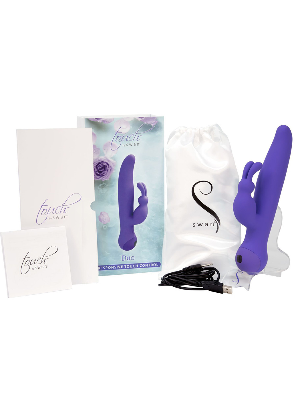 Вибратор-кролик с сенсорным управлением и ротацией Touch by - Duo Purple, глубокая вибрация Swan (254151138)