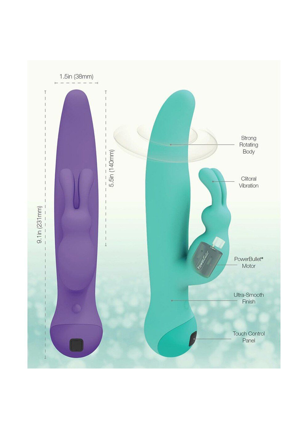 Вибратор-кролик с сенсорным управлением и ротацией Touch by - Duo Purple, глубокая вибрация Swan (254151138)