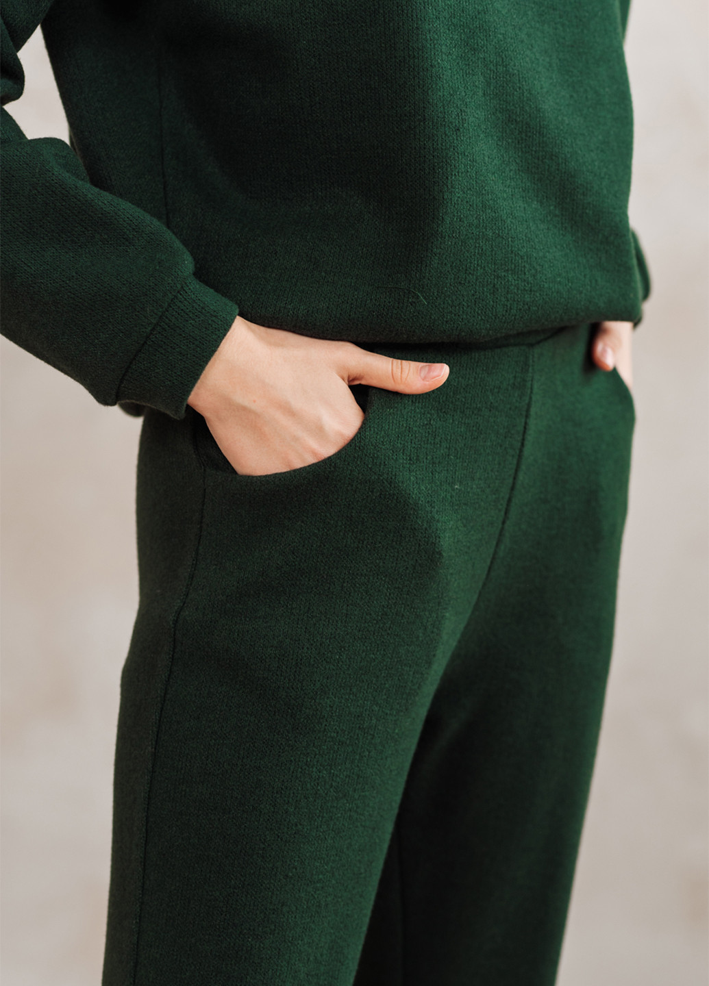 Костюм (свитшот, брюки) Azuri меланж темно-зелёный спортивный шерсть