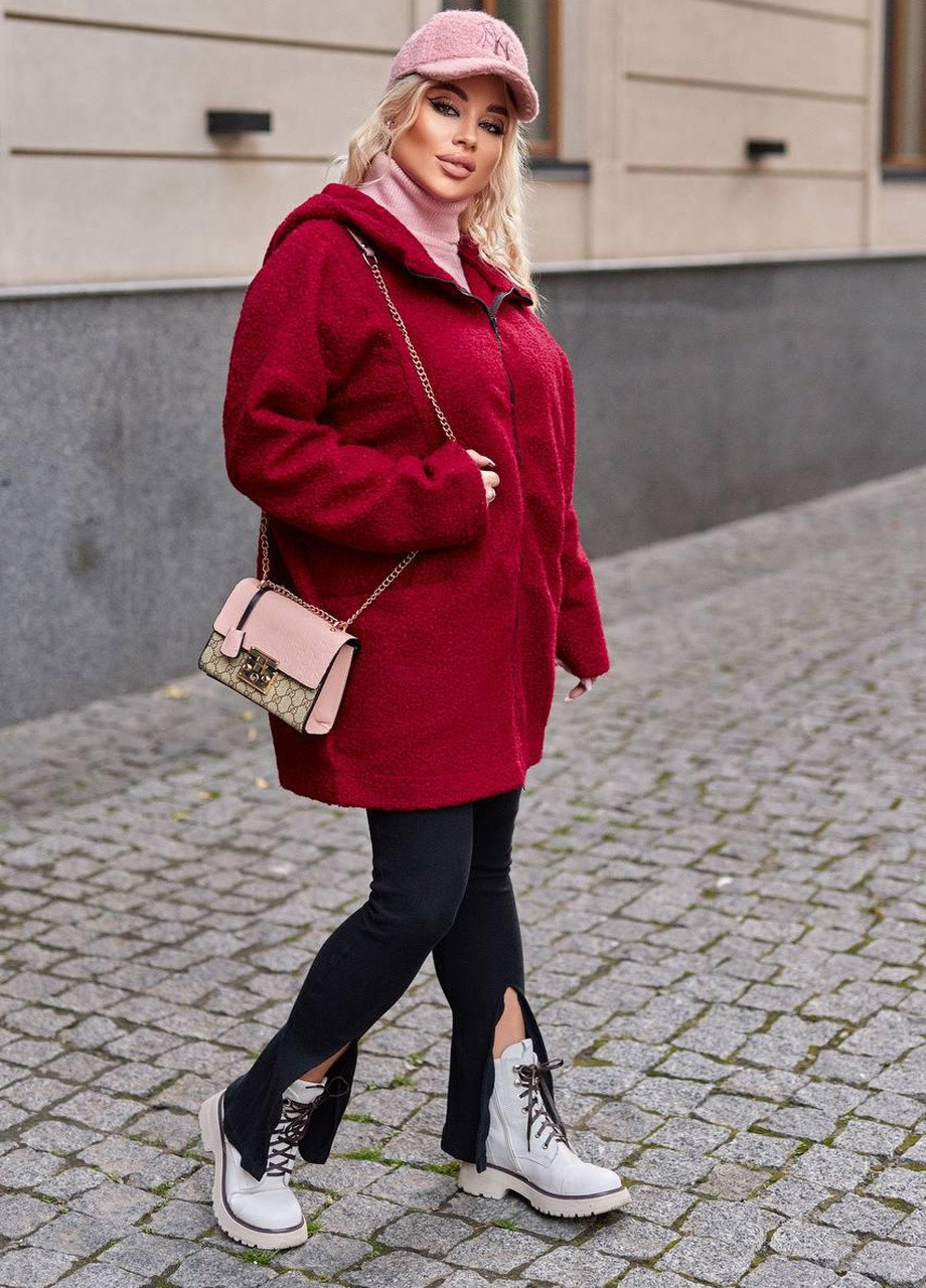 Темно-бордова женская теплая куртка бордового цвета р.50/54 380582 New Trend
