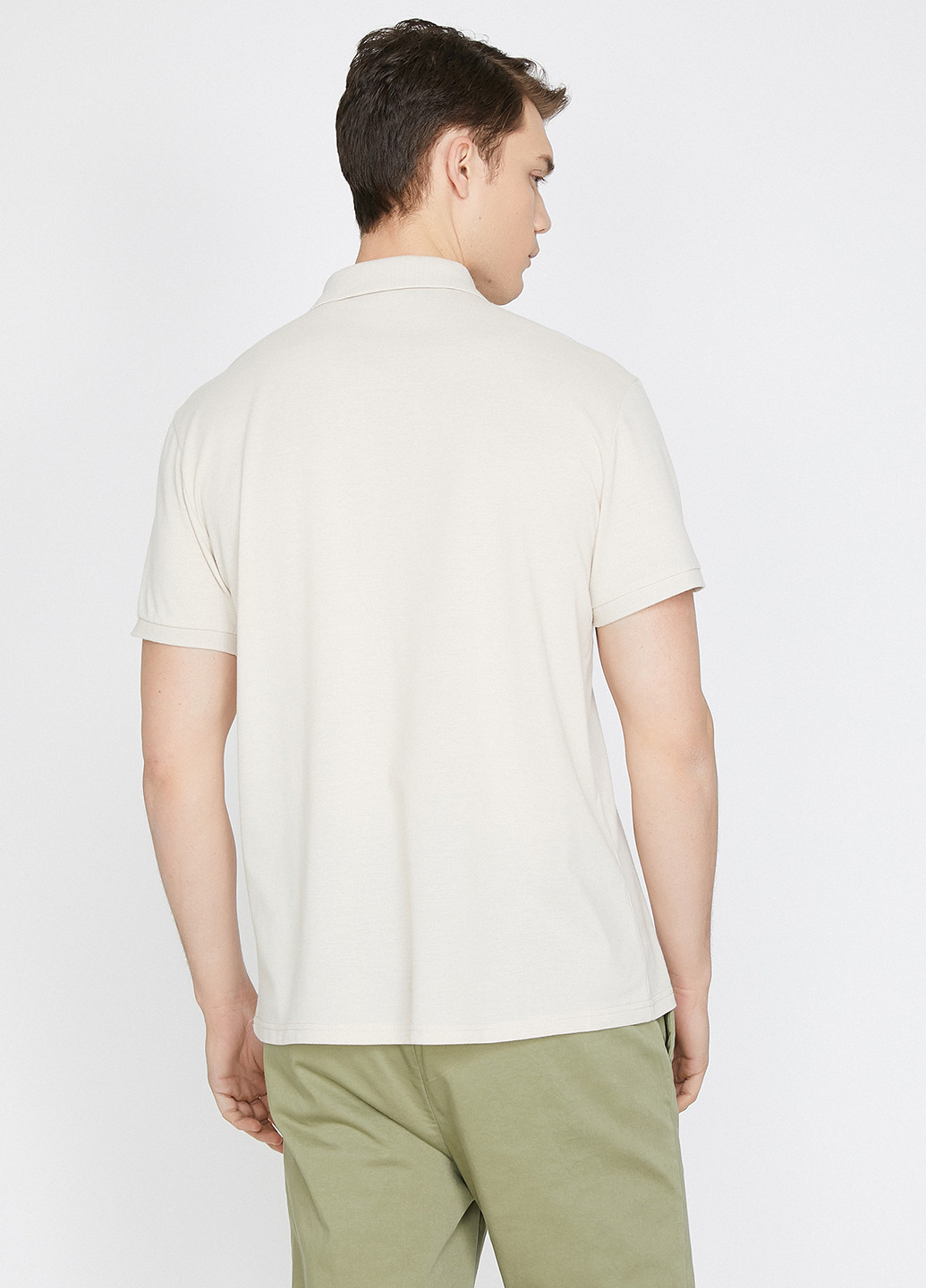 Светло-бежевая футболка-поло для мужчин KOTON однотонная