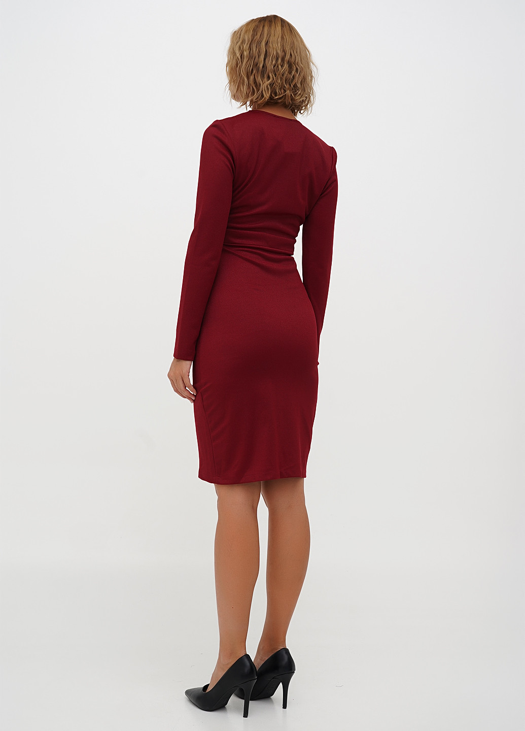 Бордовое кэжуал платье Sassofono однотонное