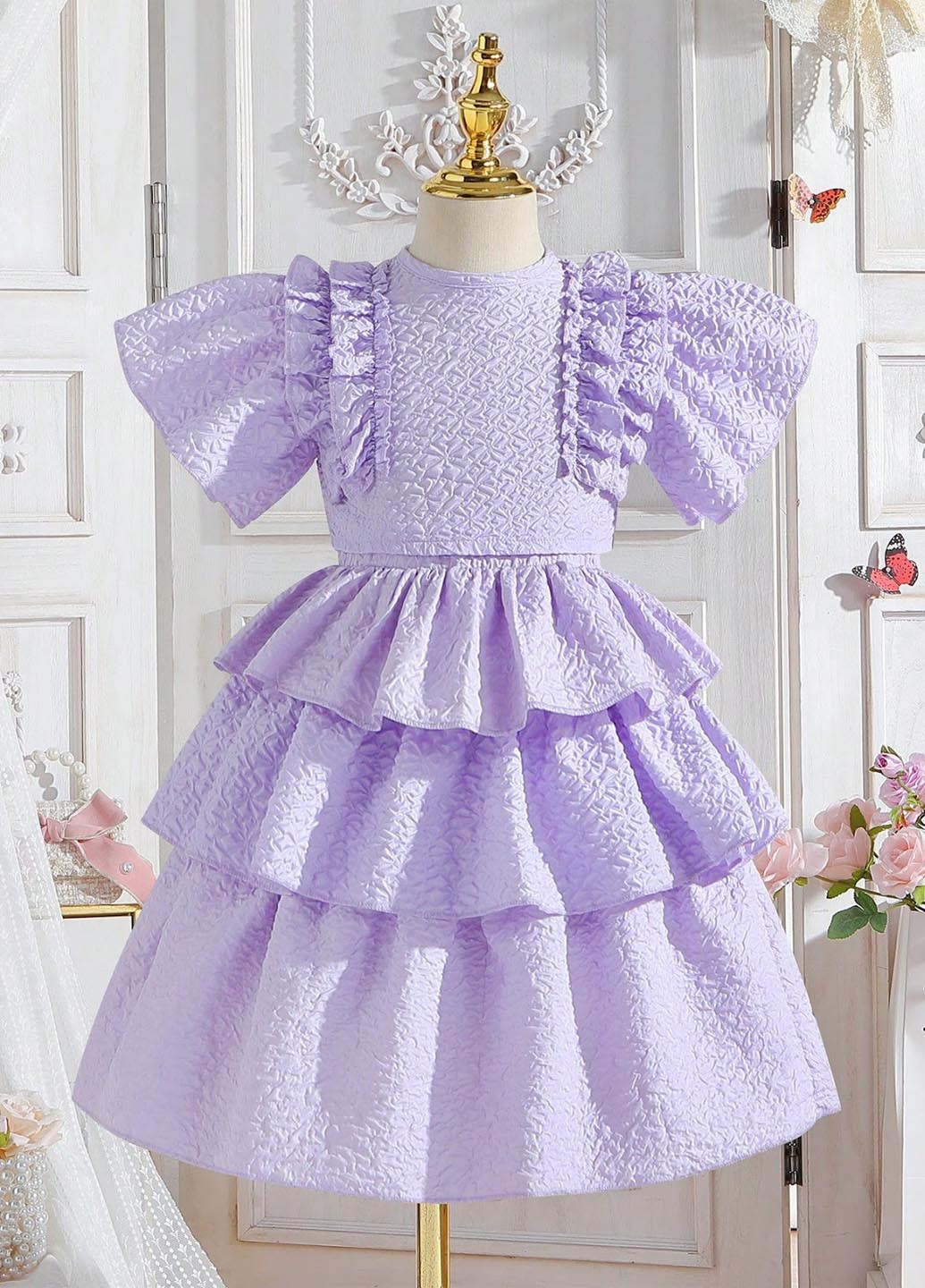 Сиреневый летний костюм (блуза, юбка) SHEIN