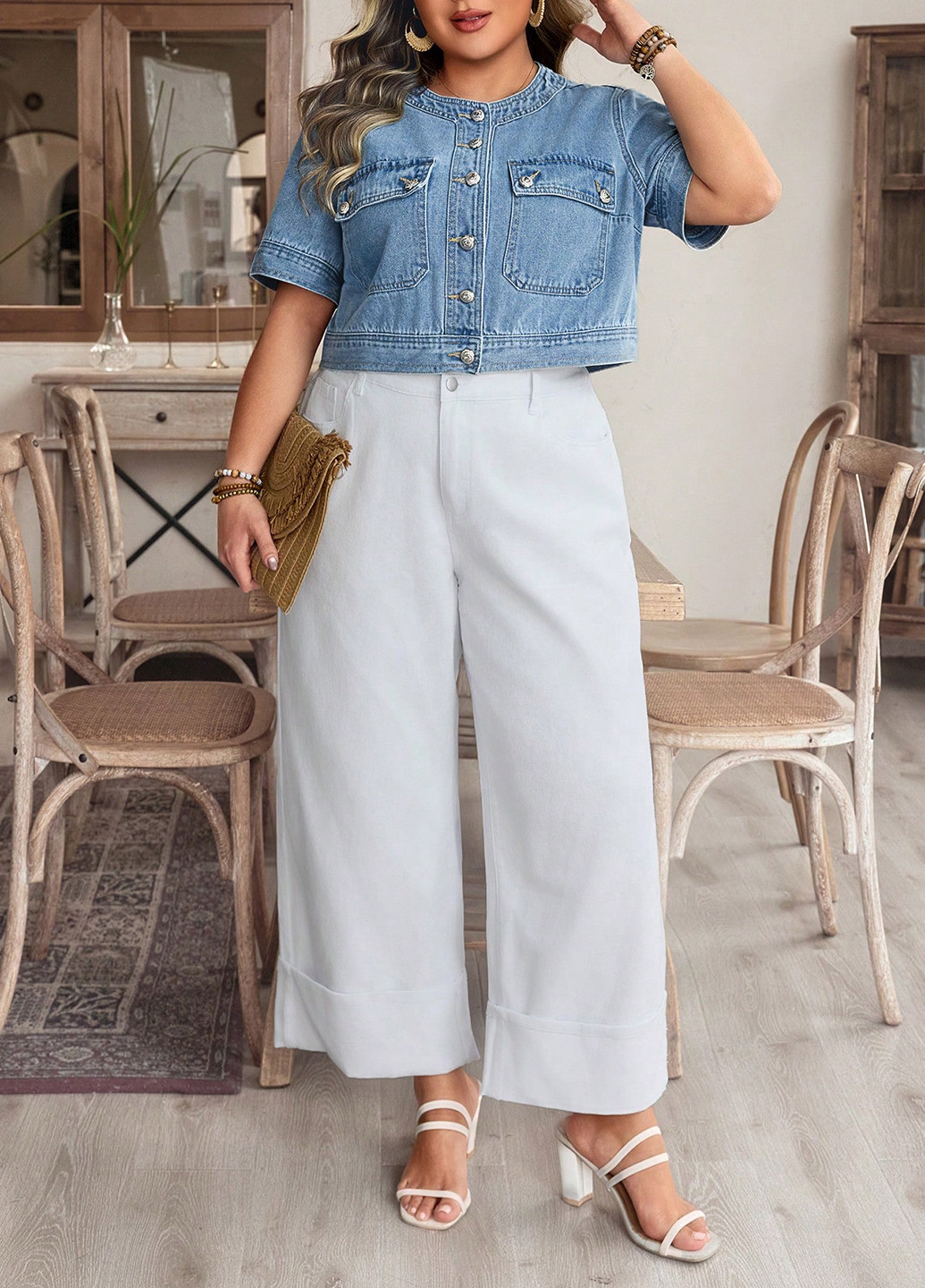 Голубой женский жакет SHEIN варенка - летний