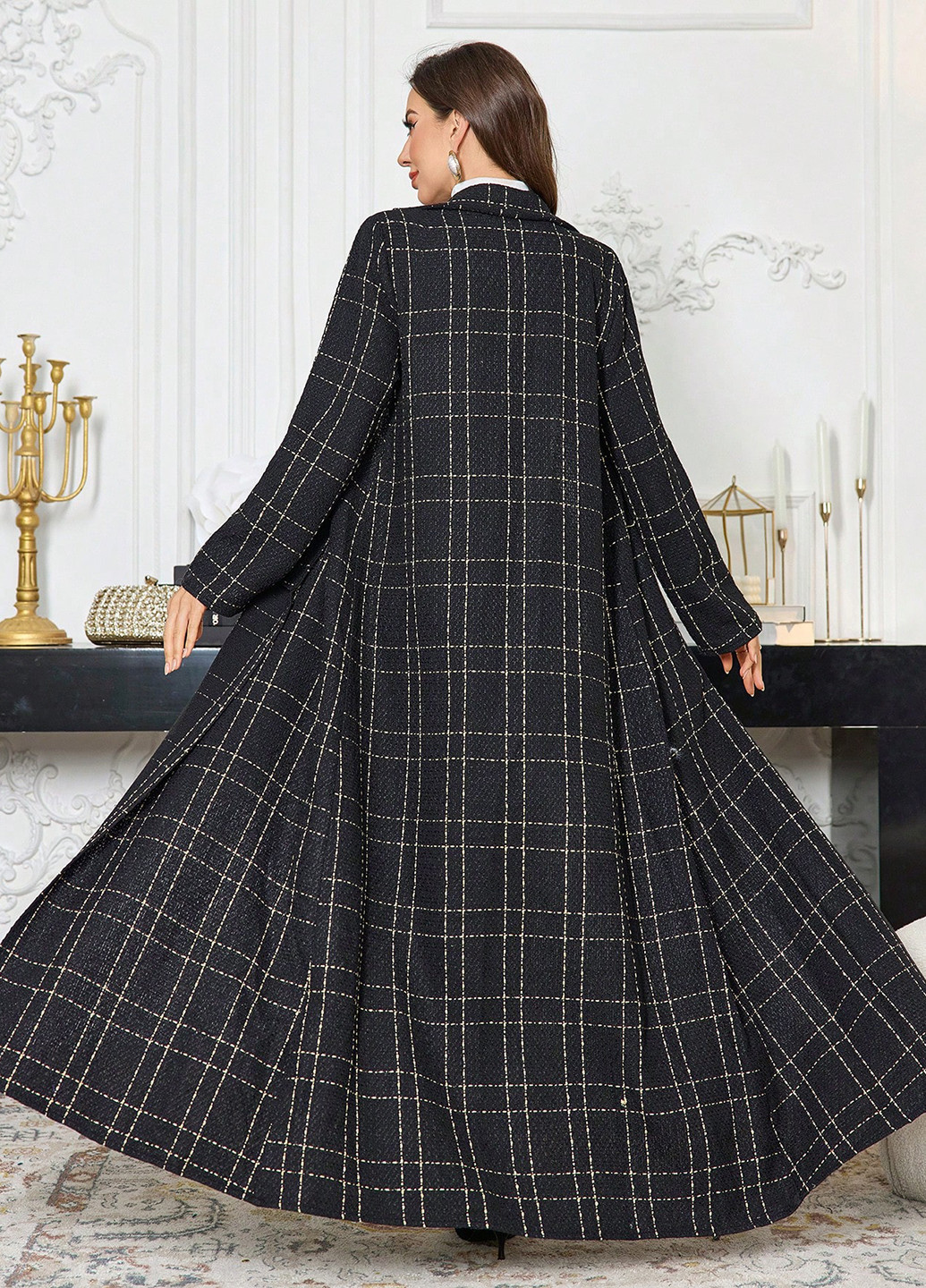 Черное демисезонное Пальто однобортное SHEIN