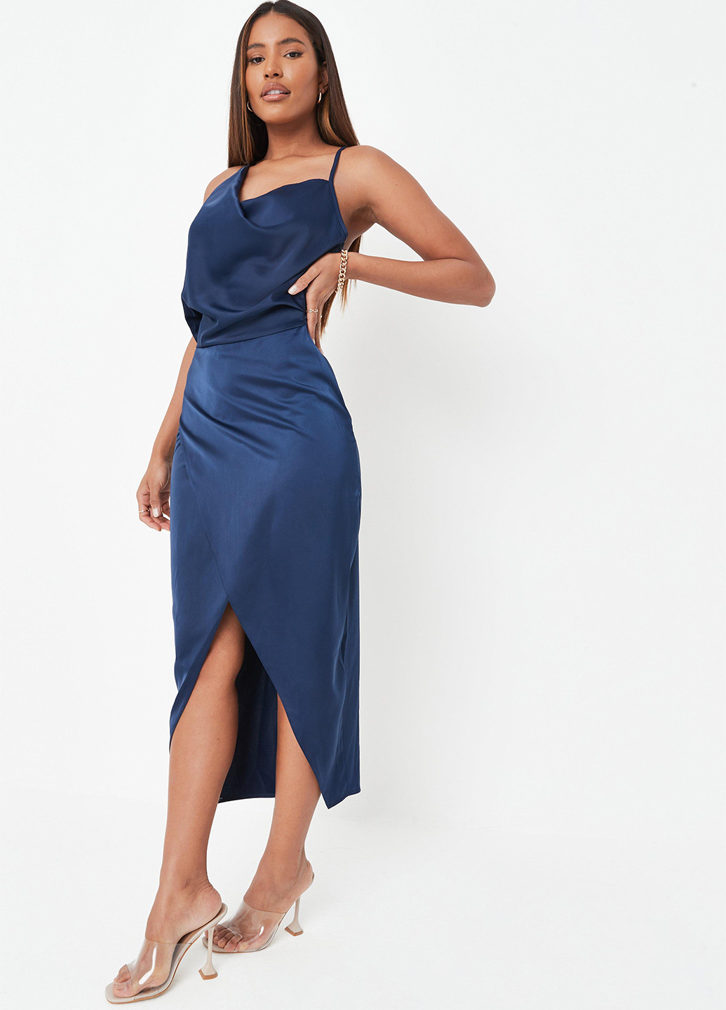 Синее кэжуал платье платье-комбинация Missguided однотонное