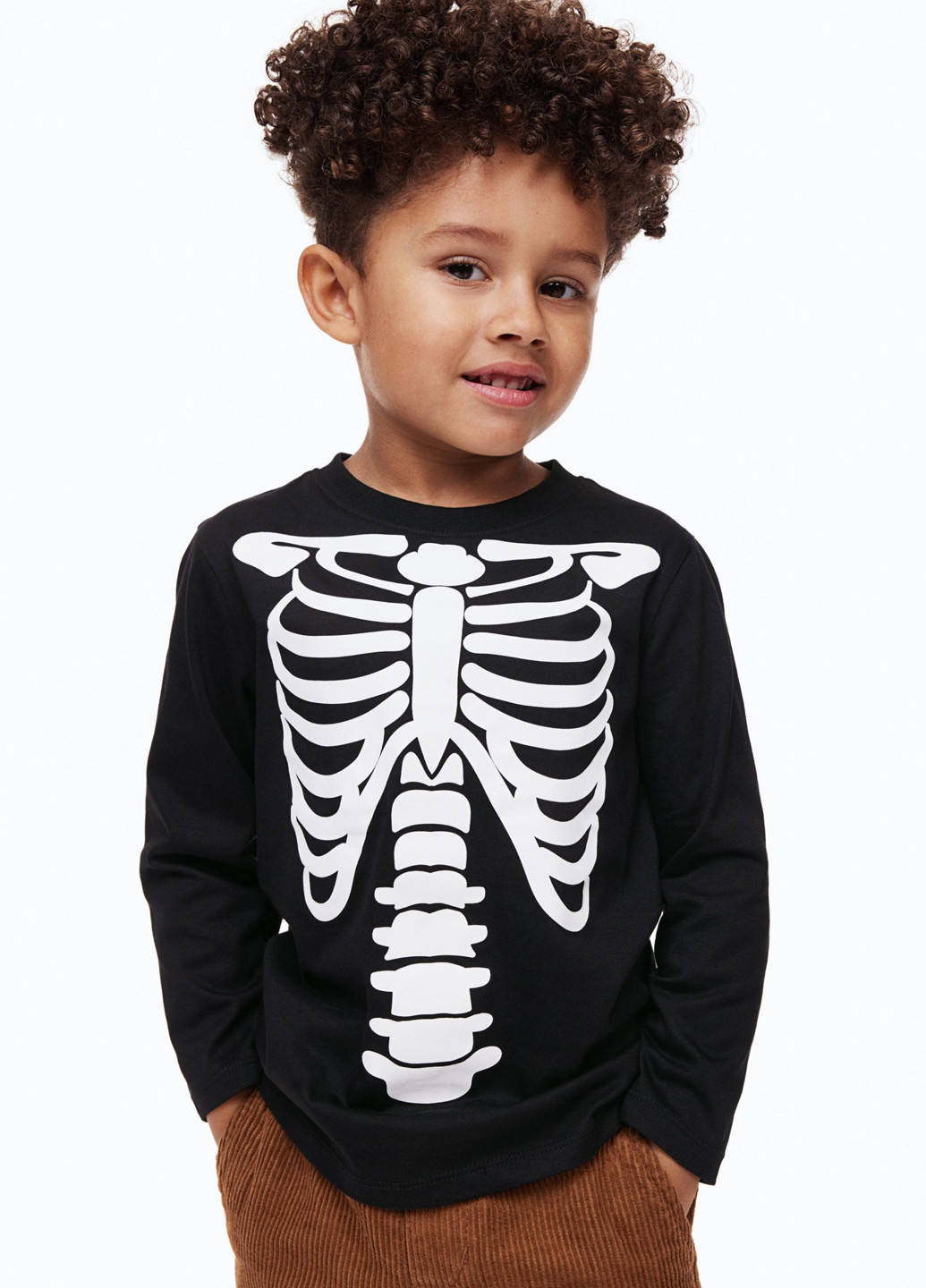 Черный демисезонный кэжуал лонгслив H&M с рисунком