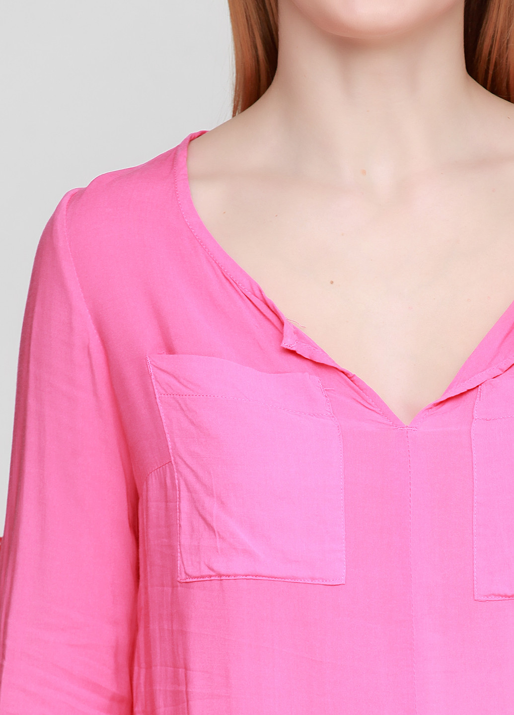Розовая демисезонная блуза с длинным рукавом Jean Pascale
