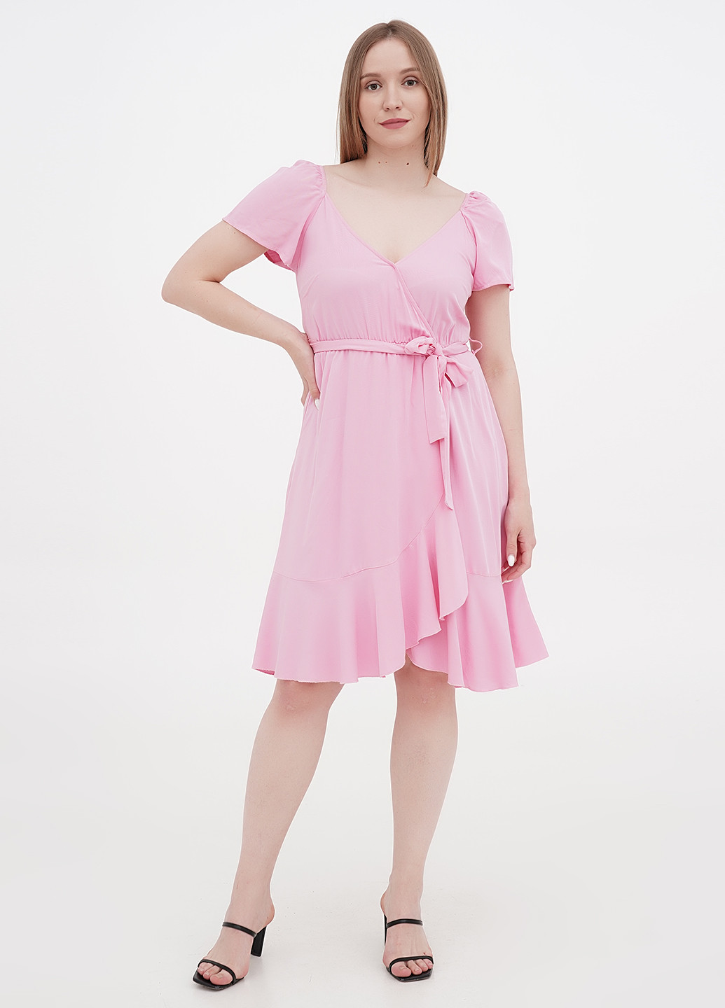 Розовое кэжуал платье на запах Orsay однотонное